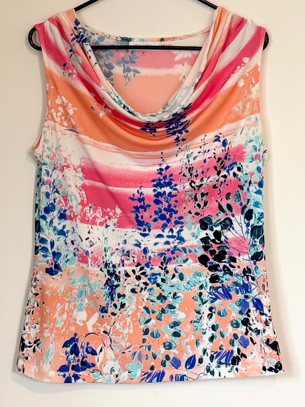 Calvin Klein Sleeveless Cowl-Neck Floral Tank - Size: Medium - Picture 1 of 5
